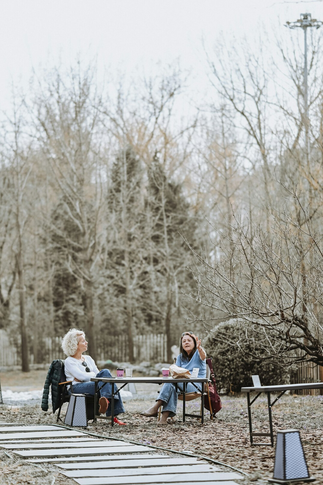 group of seniors chatting outdoors