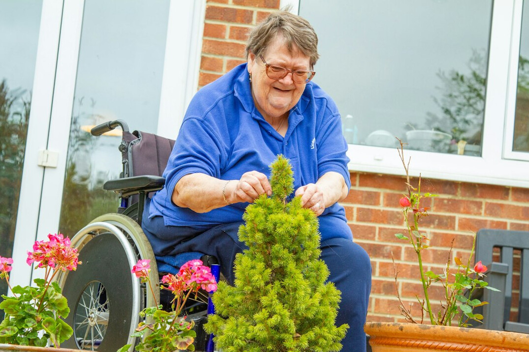 seniors chatting in garden